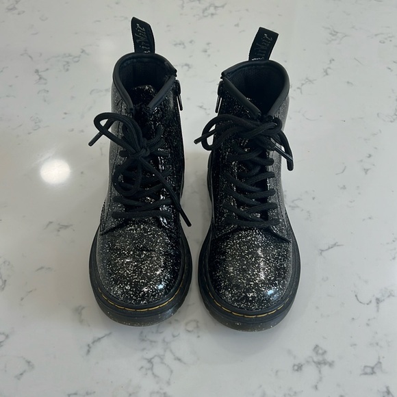 DR MARTENS girls 1460 GLITTER LACE UP BOOTS - Picture 1 of 6